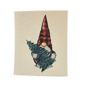 Gnome with Christmas Tree Swedish Dishcloth