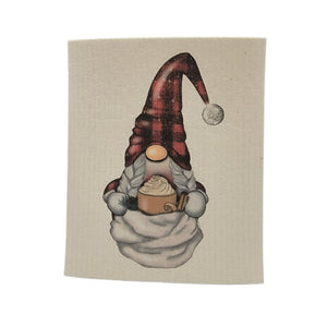 Gnome Christmas Morning Coffee Swedish Dishcloth