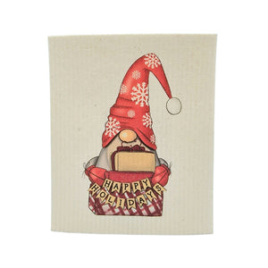 Happy Holidays Gnome Swedish Dishcloth