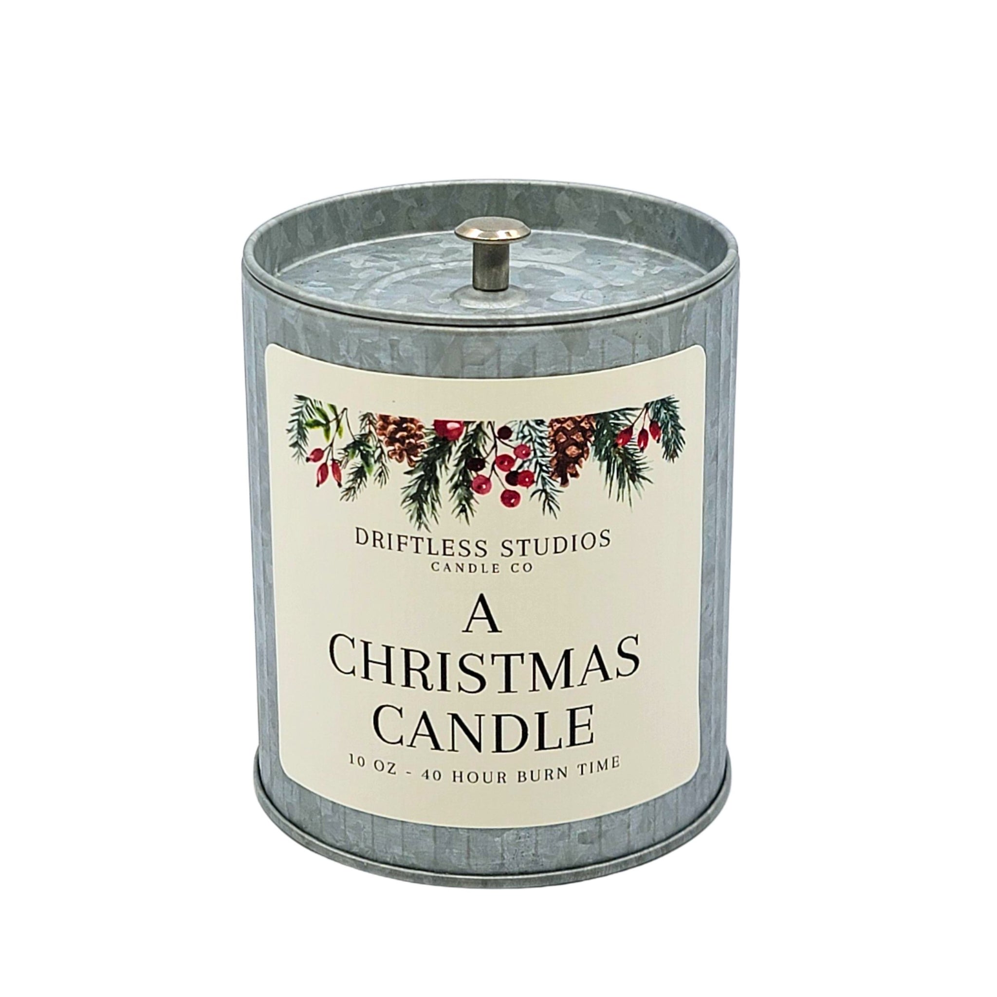 A Christmas Candle Christmas Tin Farmhouse Candles - Driftless Studios