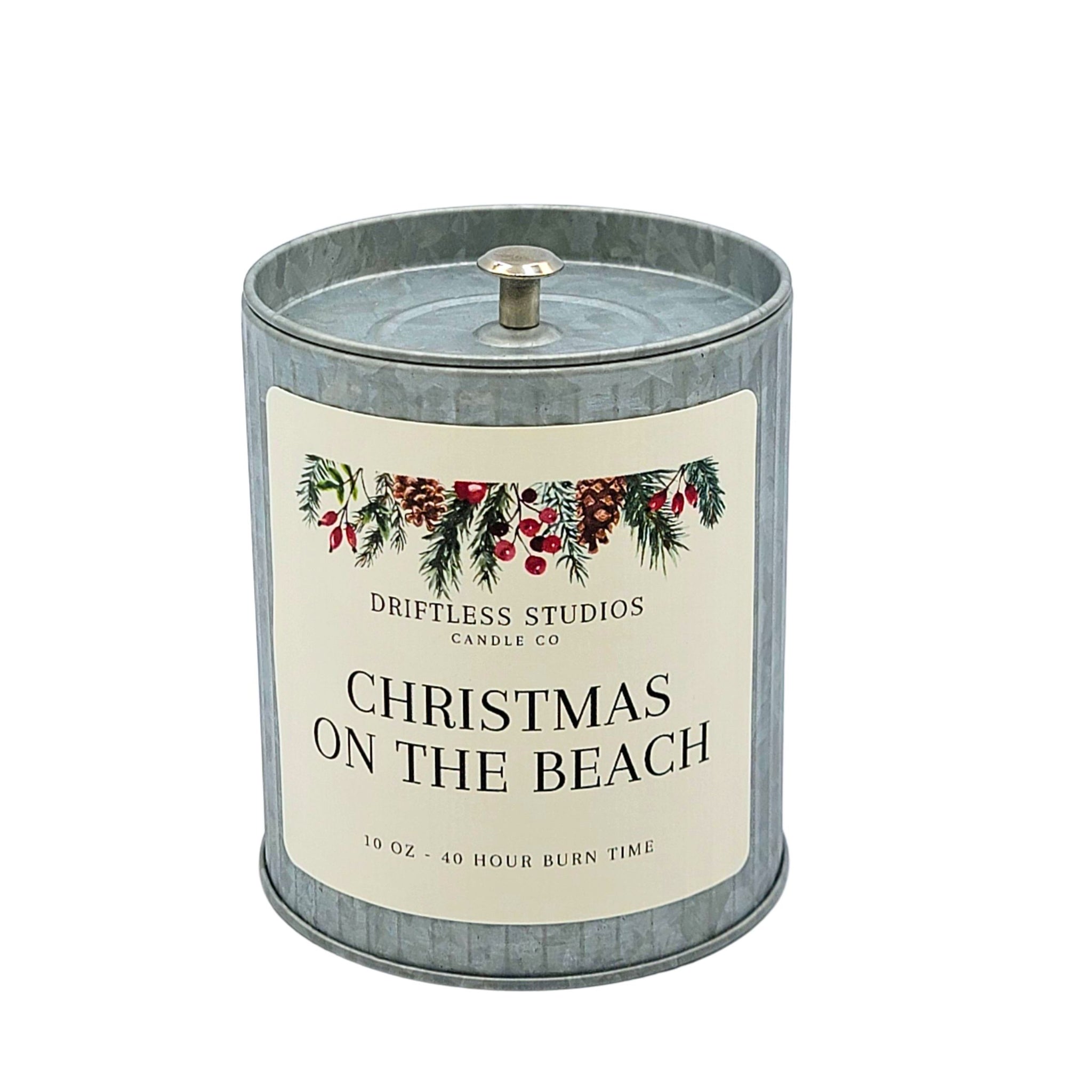 Christmas On The Beach Tin Christmas Farmhouse Candles - Driftless Studios