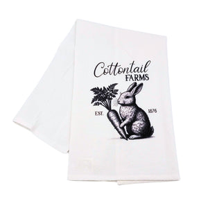Easter Cottontail Farms White Cotton Tea Towel Spring Decor -  TWL154