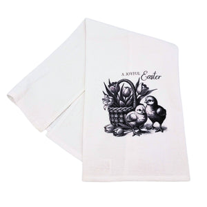 A Joyful Chicks Easter White Cotton Tea Towel - Spring Decor -  TWL155