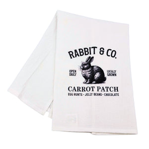 Vintage Rabbit & Co. White Cotton Tea Towel - Easter Decor -  TWL156