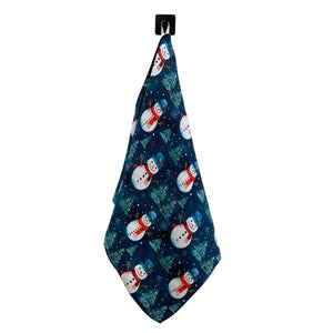 Snowman With Christmas Tree Kitchen Tea Towel + Hanging Loop - WFL050