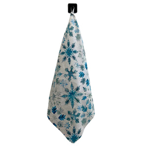 Faded Blue Snowflake Waffle Weave Towels With Hanging Loop - WFL054