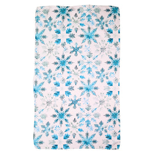 Faded Blue Snowflake Waffle Weave Towels With Hanging Loop - WFL054