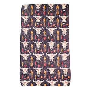 Bull Skull Western Pattern Waffle Kitchen Towels - WFL069