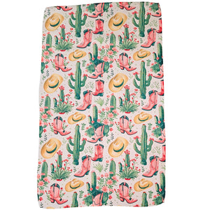 Pink Boots Western Pattern Waffle Kitchen Towels - WFL070