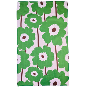 Blooming Poppy Brocade Floral Waffle Tea Towels Home Decor - WFL083