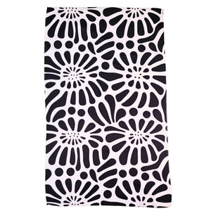 Monochrome Flower Garden Waffle Tea Towels - Kitchen Decor - WFL085