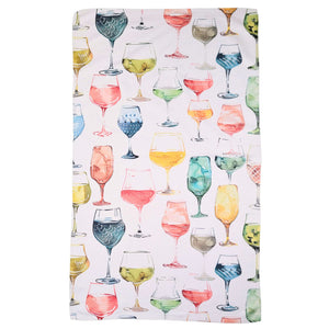 Watercolor Wine Glasses Kitchen Waffle Towels - Mothers Day - WFL094
