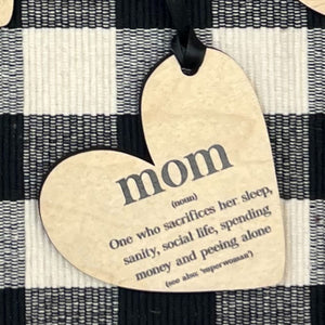 Mom Noun Fun Mothers Day Heart Ornament Gift Tag - WW123