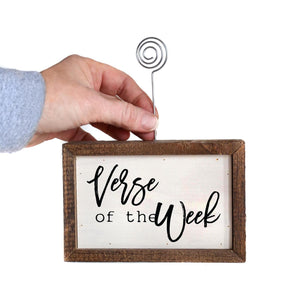 "Verse Of The Week" Wood Sign w/Wire Picture Holder - AW005 - Driftless Studios