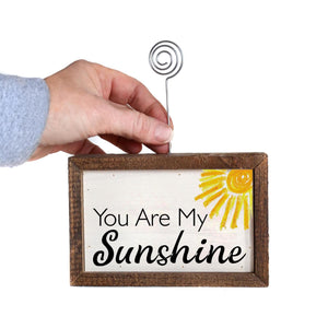 "Sunshine" Wood Sign w/Wire Picture Holder - AW015 - Driftless Studios