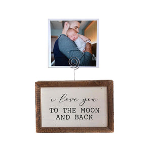 "I Love You" Wood Sign w/Wire Picture Holder - AW017 - Driftless Studios