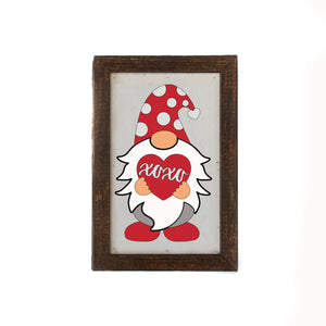 "Gnome XOXO Heart" 4"x6"Wood Sign - AW026