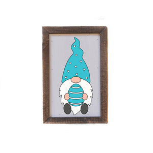 "Blue Easter Bunny Gnome" 4"x6" Wood Sign - AW032