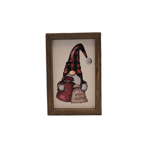 "Christmas Gnome With Presents" 4"x6" Wood Sign - AW044