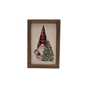"Christmas Gnome With Christmas Tree" 4"x6" Wood Sign - AW045