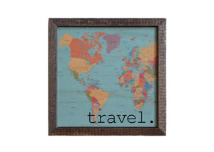 "Travel Map" 6x6 Sign Wall Art Sign- BW030