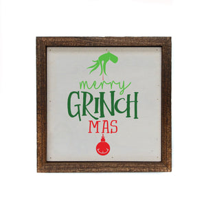 "Merry Grinch Mas" 6x6 Christmas Sign Wall Art Sign- BW051