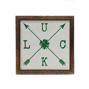 "LUCK ARROW" 6x6 Sign Wall Art Sign- BW057