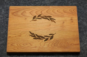 Personalized Butcher Block Cutting Board with Laurel Branches - Driftless Studios