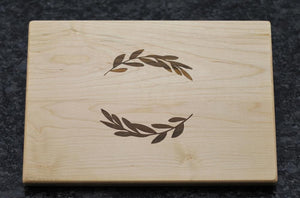 Personalized Butcher Block Cutting Board with Laurel Branches - Driftless Studios