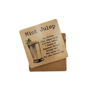 Mint Julep Cocktail Wood Coaster with Cork Back- COA041