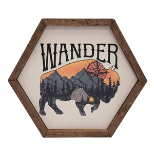 "Wander Buffalo" 8x7 Hexagon Sign - EW012