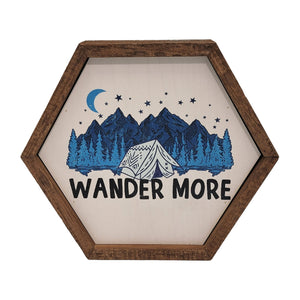 "Wander More" 8x7 Hexagon Sign - EW013