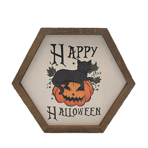 "Happy Halloween" 8x7 Hexagon Sign - EW015