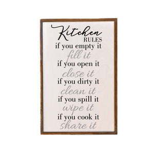 Kitchen Rules; 12x18 Wall Art Sign - GW007 - Driftless Studios
