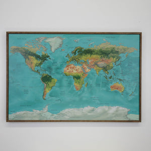36x24 - Geographical Teal Natural Earth World Map - Travel Map - UM002 - Driftless Studios