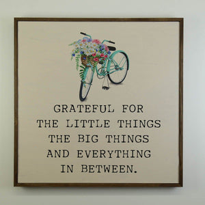 "Grateful with bike graphic" 24x24 Wall Art Sign - MW004 - Driftless Studios