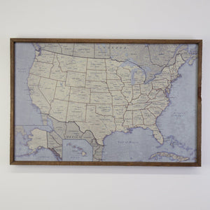 24x16 - Antique Tan USA Map - US Travel Map - SM010 - Driftless Studios