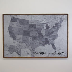 36x24 - Political Gray Scale USA Map - US Travel Map - UM008 - Driftless Studios