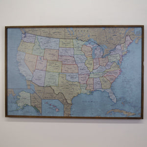24x16 - Political Antique Color USA Map - US Travel Map - SM011 - Driftless Studios