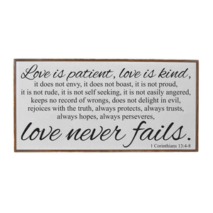 "Love Is Patient Love Is Kind" Wood Sign - PW008 - Driftless Studios