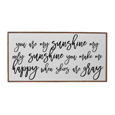 "You Are My Sunshine" Rustic Wood Wall Sign – 12x15 Inches, Printed On Baltic Birch, Frame Included