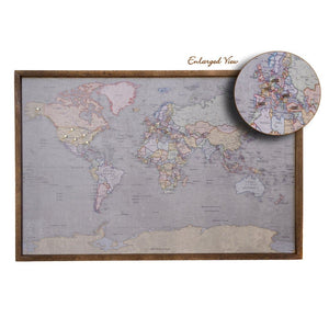 24x16 - Colored Antique World Map Magnetic Pin - Travel Map - SM006 - Driftless Studios