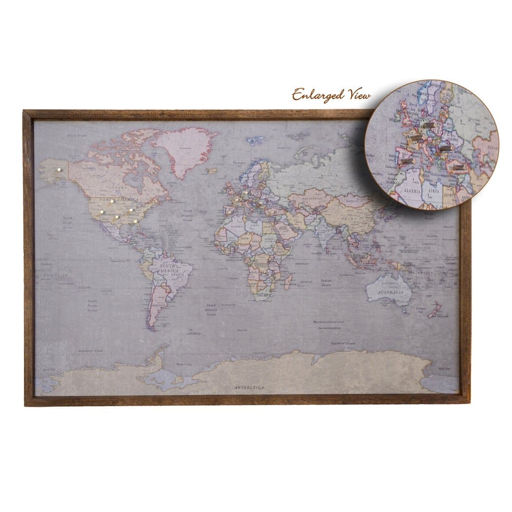 USA Travel Map Pin Board On Canvas - 35x24 Inch Wall Map With Pins & Stickers For Office Or Home
