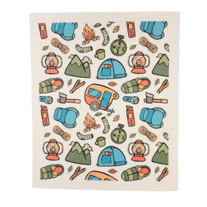 Summer Camper Collage Swedish Dishcloth