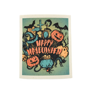 Happy Halloween Collage Swedish Dishcloth
