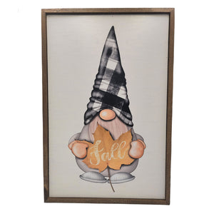 "Gnome Fall Leaf Décor" 12x18 Wall Art Sign - TMP004