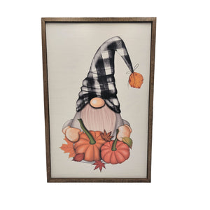 "Gnome Fall Pumpkin Décor" 12x18 Wall Art Sign - TMP005
