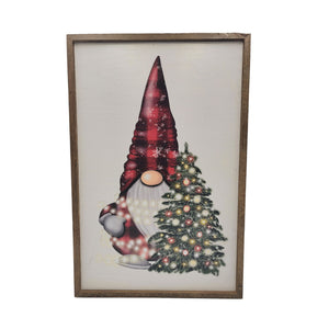 "Christmas Gnome With Tree" 12x18 Wall Art Sign - TMP008