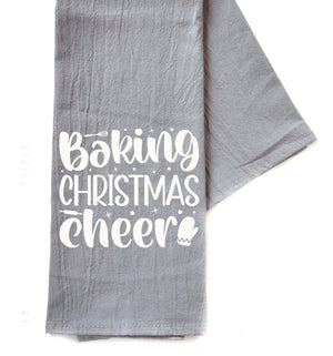"Baking Christmas Cheer" Gray Tea Towel -  TWL096