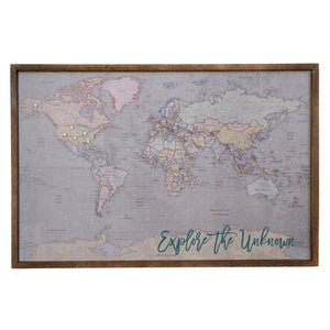 36x24 - Colored Antique World Map Push Pin - Travel Map - UM006 - Driftless Studios